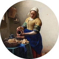 Wizard+Genius Vermeer The Milkmaid Vlies Fototapete 140x140cm rund | Yourdecoration.de