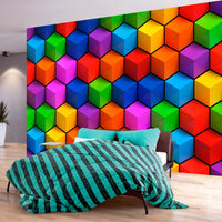Fototapete - Colorful Geometric Boxes - Vliestapete