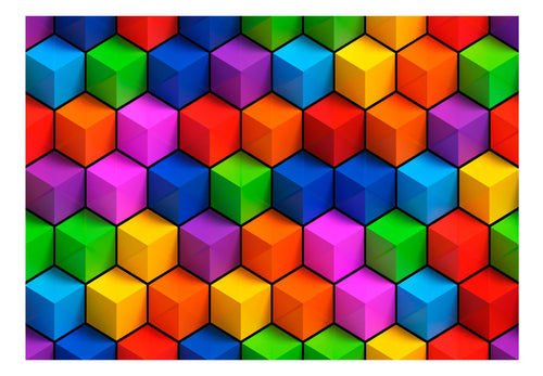 Fototapete - Colorful Geometric Boxes - Vliestapete