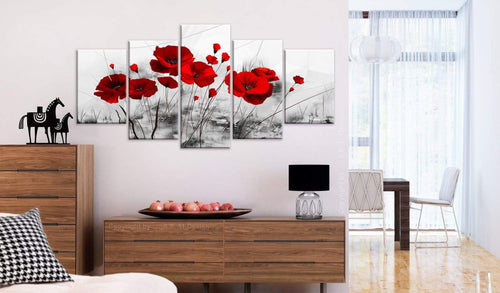 Artgeist Klaprozen rood wonder Canvas Leinwandbilder 5-teilig Interieur | Yourdecoration.de