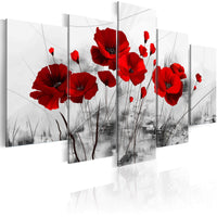 Artgeist Klaprozen rood wonder Canvas Leinwandbilder 5-teilig | Yourdecoration.de