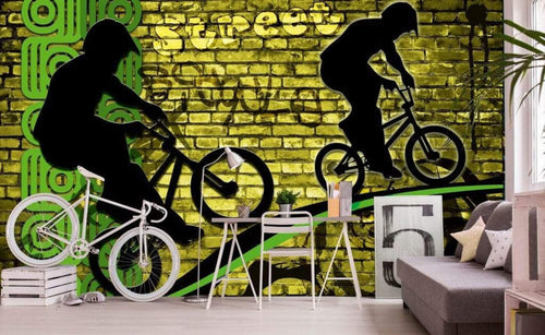 Dimex Bicycle Green Fototapete 375x250cm 5-Bahnen Sfeer | Yourdecoration.nl