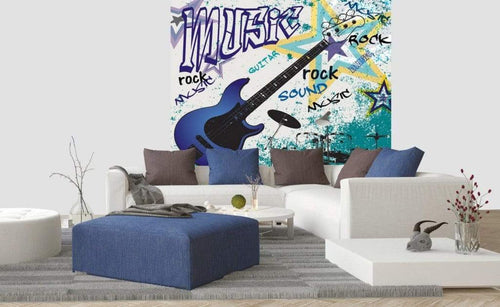Dimex Blue Guitar Fototapete 225x250cm 3-Bahnen Sfeer | Yourdecoration.nl