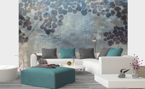 Dimex Blue Leaves Abstract Fototapete 375x250cm 5-bahnen interieur | Yourdecoration.de