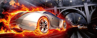 Dimex Car in Flames Fototapete 375x150cm 5-Bahnen | Yourdecoration.de