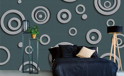 Dimex Metal Circles Fototapete 375x250cm 5-Bahnen Sfeer | Yourdecoration.de