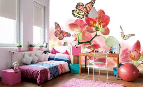 Dimex Orchids and Butterfly Fototapete 375x250cm 5-Bahnen Sfeer | Yourdecoration.de