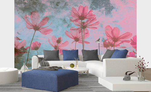Dimex Pink Flower Abstract Fototapete 375x250cm 5-bahnen interieur | Yourdecoration.de