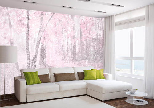 Dimex Pink Forest Abstract Fototapete 375x250cm 5-bahnen interieur | Yourdecoration.de