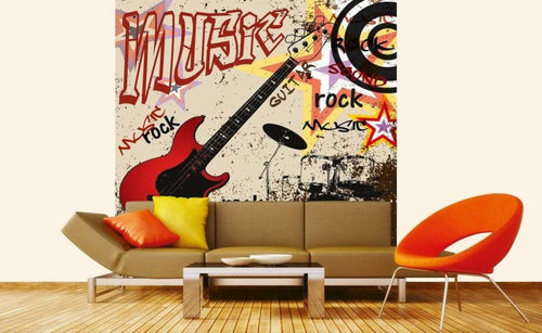 Dimex Red Guitar Fototapete 225x250cm 3-Bahnen Sfeer | Yourdecoration.de