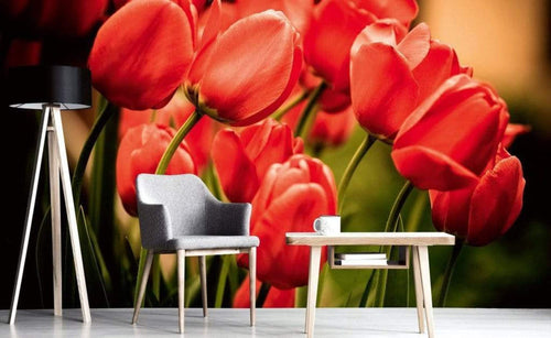 Dimex Red Tulips Fototapete 375x250cm 5-Bahnen Sfeer | Yourdecoration.de