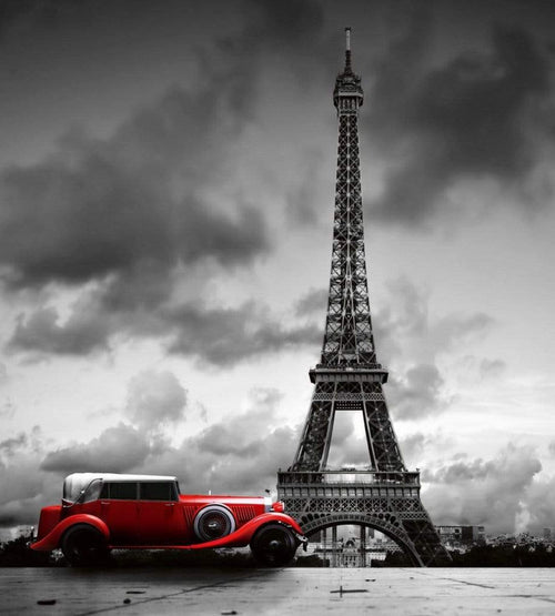 Dimex Retro Car in Paris Fototapete 225x250cm 3-Bahnen | Yourdecoration.de