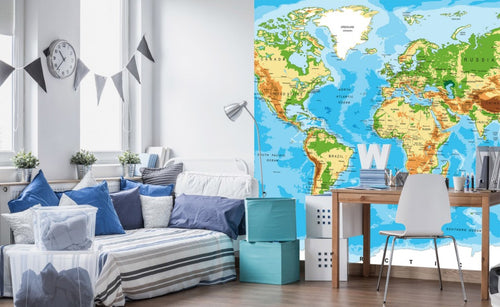 Dimex World Map Fototapete 225x250cm 3-Bahnen Interieur | Yourdecoration.de