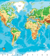 Dimex World Map Fototapete 225x250cm 3-Bahnen | Yourdecoration.de