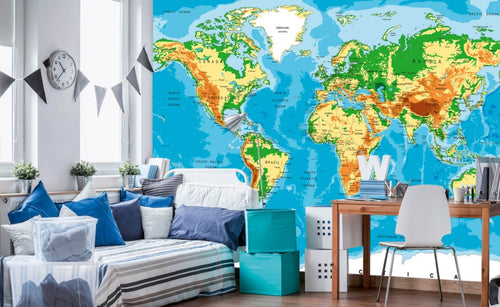 Dimex World Map Fototapete 375x250cm 5-Bahnen Interieur | Yourdecoration.de