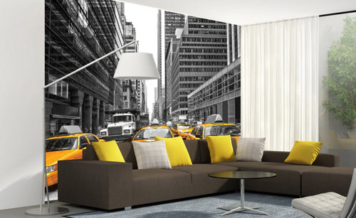 Dimex Yellow Taxi Fototapete 225x250cm 3-Bahnen Interieur | Yourdecoration.de