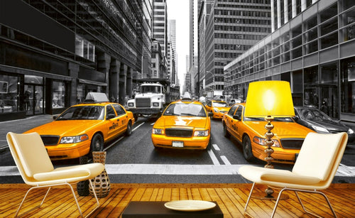Dimex Yellow Taxi Fototapete 375x250cm 5-Bahnen Interieur | Yourdecoration.de