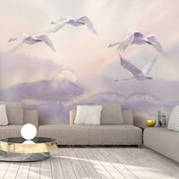 Fototapete - Flying Swans - Vliestapete