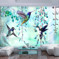 Fototapete - Flying Hummingbirds Green - Vliestapete