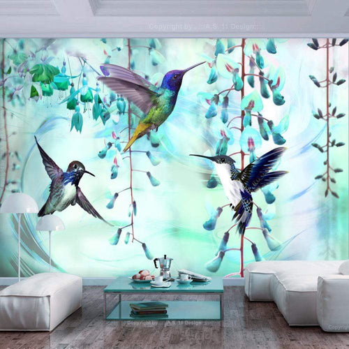 Artgeist Flying Hummingbirds Green Vlies Fototapete Interieur | Yourdecoration.de