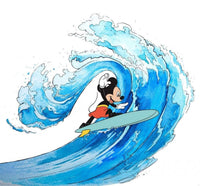 Komar Mickey Surfing Vlies Fototapete 300x280cm 6-Bahnen | Yourdecoration.de